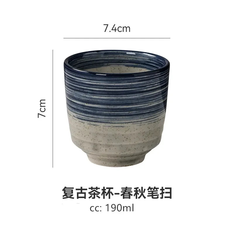 2 pcs/set Japanese Ceramic Teacup Coffee cup Retro Handmade Tea Bowl Chinese Tea set Accessories Personal Single Cup Drinkware