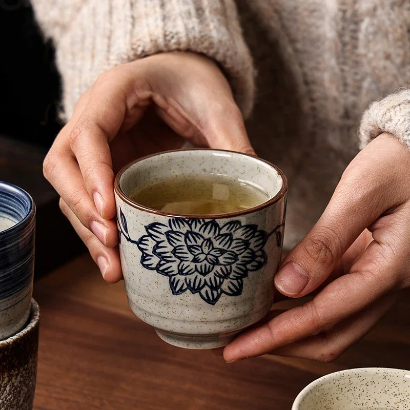 2 pcs/set Japanese Ceramic Teacup Coffee cup Retro Handmade Tea Bowl Chinese Tea set Accessories Personal Single Cup Drinkware