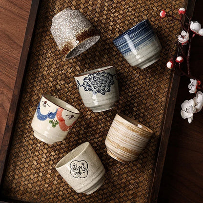 2 pcs/set Japanese Ceramic Teacup Coffee cup Retro Handmade Tea Bowl Chinese Tea set Accessories Personal Single Cup Drinkware