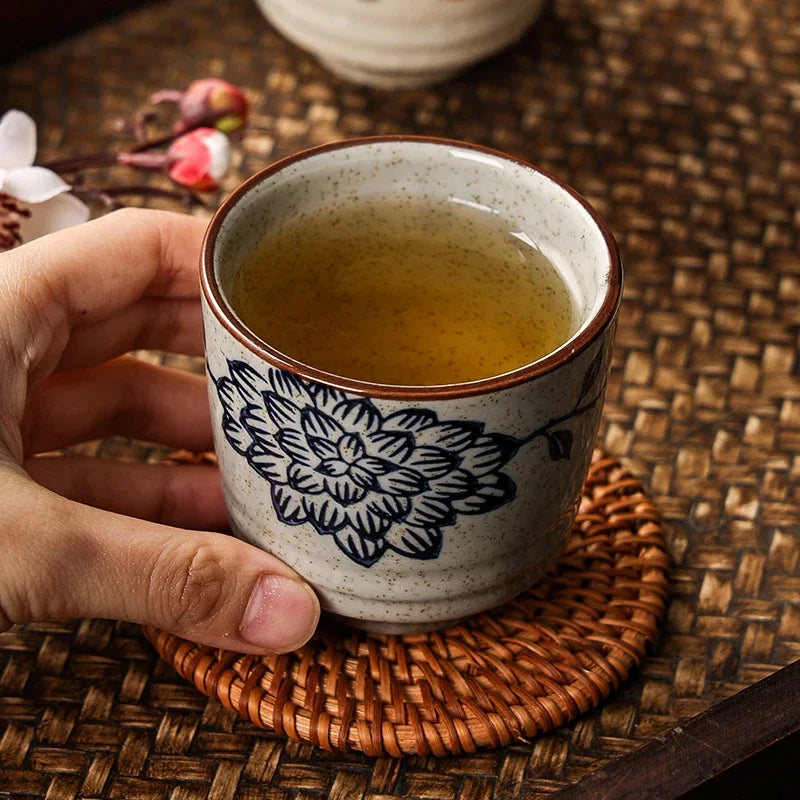 2 pcs/set Japanese Ceramic Teacup Coffee cup Retro Handmade Tea Bowl Chinese Tea set Accessories Personal Single Cup Drinkware