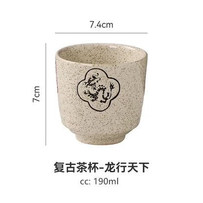 2 pcs/set Japanese Ceramic Teacup Coffee cup Retro Handmade Tea Bowl Chinese Tea set Accessories Personal Single Cup Drinkware