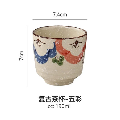 2 pcs/set Japanese Ceramic Teacup Coffee cup Retro Handmade Tea Bowl Chinese Tea set Accessories Personal Single Cup Drinkware