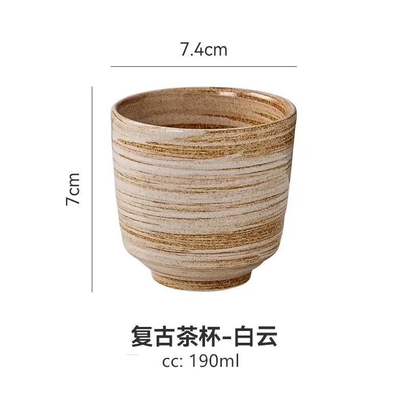 2 pcs/set Japanese Ceramic Teacup Coffee cup Retro Handmade Tea Bowl Chinese Tea set Accessories Personal Single Cup Drinkware