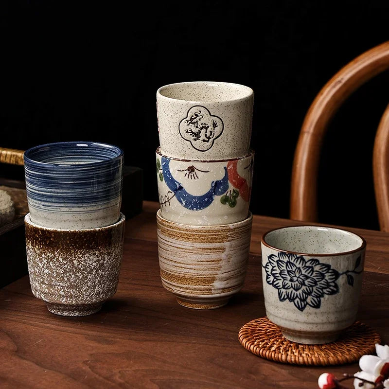 2 pcs/set Japanese Ceramic Teacup Coffee cup Retro Handmade Tea Bowl Chinese Tea set Accessories Personal Single Cup Drinkware