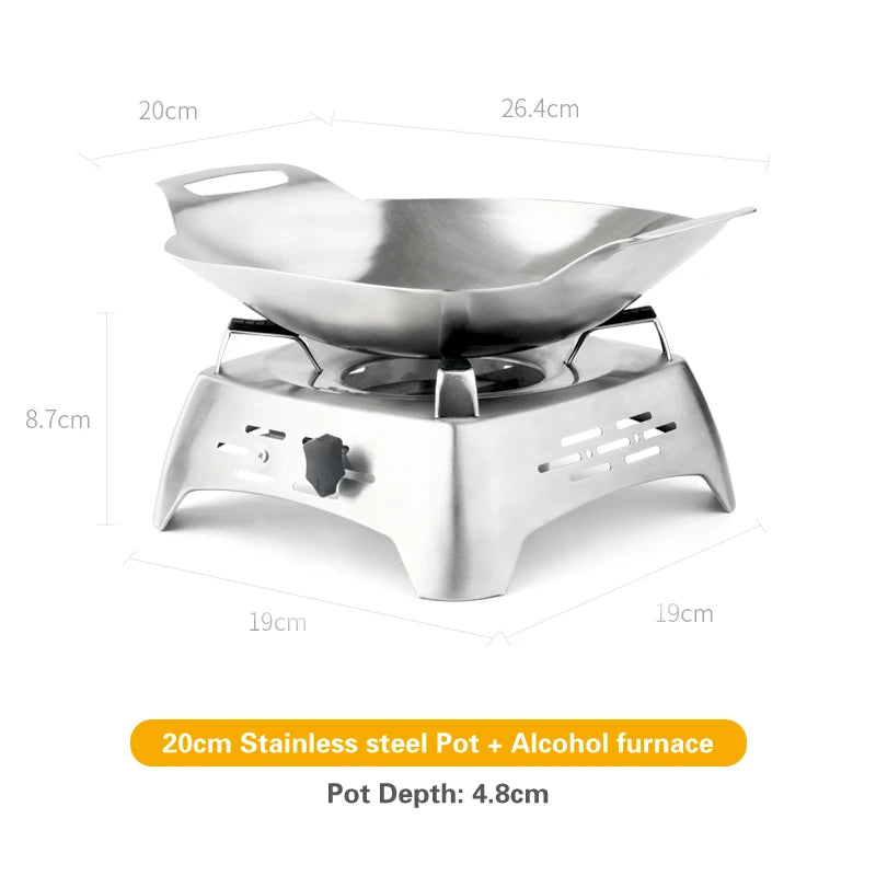 20-22cm Solid Boilersmall Dry Hot Pot kitchen utensils Stainless Steel Alcohol Stove Household /commercial Small Chafing Dish
