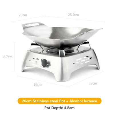 20-22cm Solid Boilersmall Dry Hot Pot kitchen utensils Stainless Steel Alcohol Stove Household /commercial Small Chafing Dish