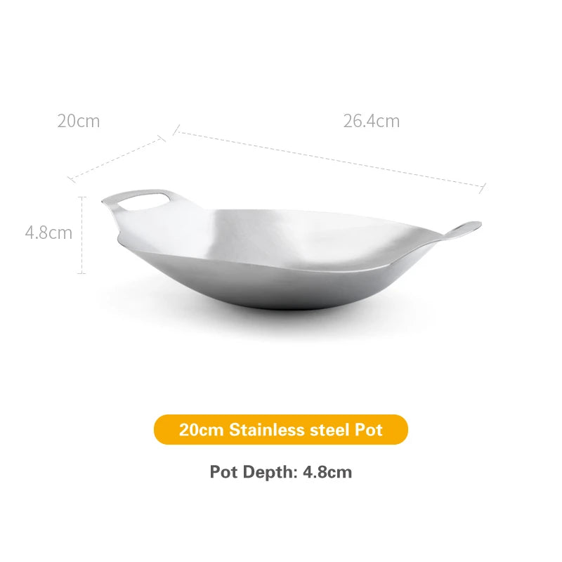 20-22cm Solid Boilersmall Dry Hot Pot kitchen utensils Stainless Steel Alcohol Stove Household /commercial Small Chafing Dish