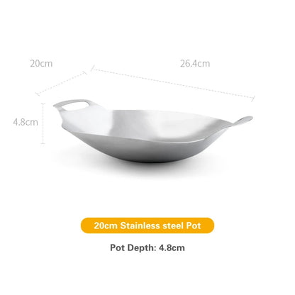 20-22cm Solid Boilersmall Dry Hot Pot kitchen utensils Stainless Steel Alcohol Stove Household /commercial Small Chafing Dish