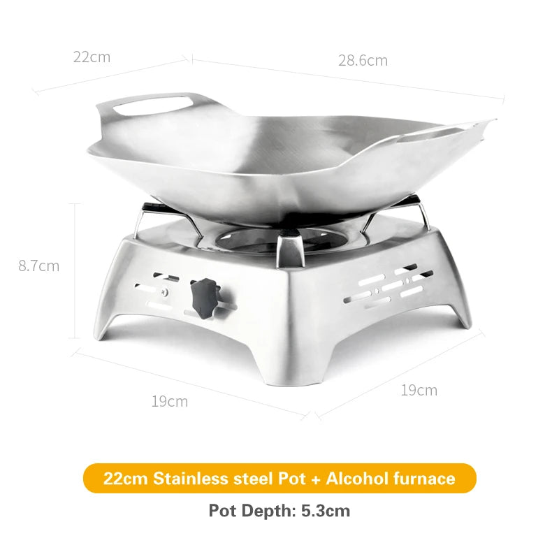 20-22cm Solid Boilersmall Dry Hot Pot kitchen utensils Stainless Steel Alcohol Stove Household /commercial Small Chafing Dish