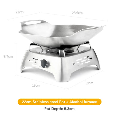 20-22cm Solid Boilersmall Dry Hot Pot kitchen utensils Stainless Steel Alcohol Stove Household /commercial Small Chafing Dish