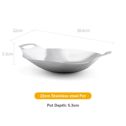 20-22cm Solid Boilersmall Dry Hot Pot kitchen utensils Stainless Steel Alcohol Stove Household /commercial Small Chafing Dish