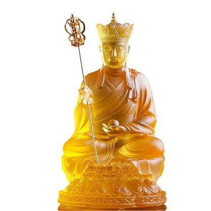 20-23.5cm Coloured Glaze Ksitigarbha Bodhisattva Buddha Statue Home Buddhist Hall Temple Worship Ornament