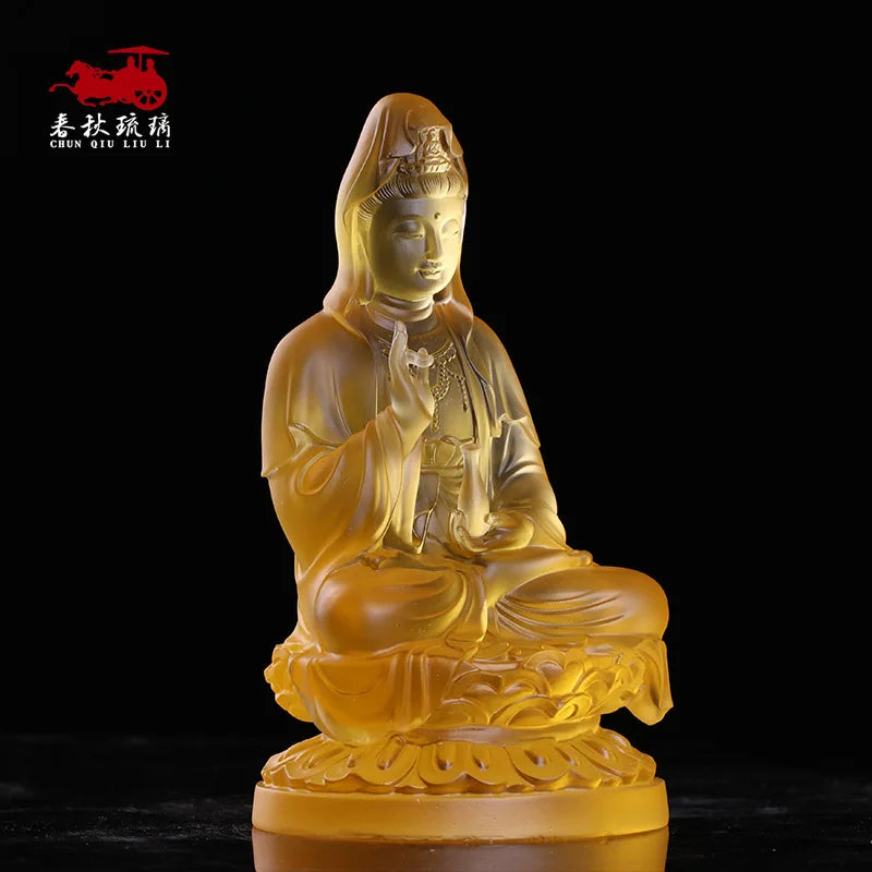 20/23cm high Coloured glaze Clean Bottle Avalokitesvara Statue Guanyin Worship Good Luck Ornament