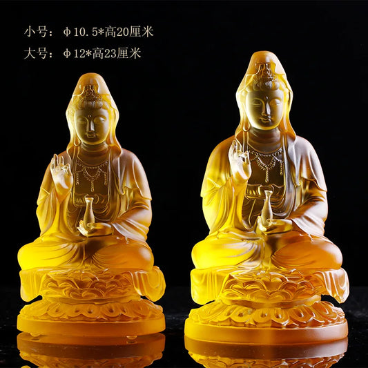 20/23cm high Coloured glaze Clean Bottle Avalokitesvara Statue Guanyin Worship Good Luck Ornament
