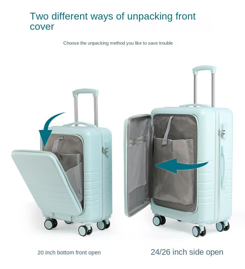 20/24/26 Inch Travel Suitcase Trolley Case Front Opening Rolling Luggage Password Box Suitcase Boarding Case Computer Bag