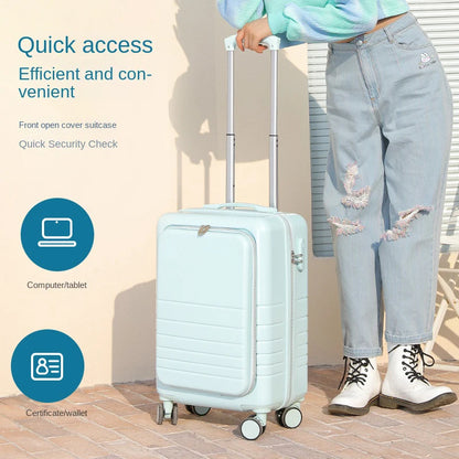 20/24/26 Inch Travel Suitcase Trolley Case Front Opening Rolling Luggage Password Box Suitcase Boarding Case Computer Bag