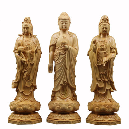 20/25/35CM Three Buddhas Feng Shui Three Western Saints Arts Crafts Guanyin Bodhisattva Buddha