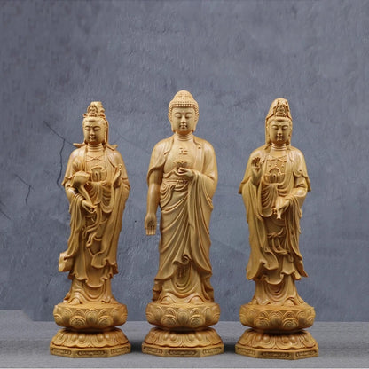20/25/35CM tres Budas Feng Shui tres occidental Santos manualidades Guanyin Buda Bodhisattva