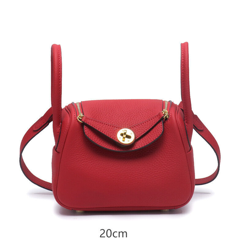 (20/26/30) Real Leather Gold Clasp Box Tote w/ Zipper Handbag Shoulder Bag Purse Buy Our Tea