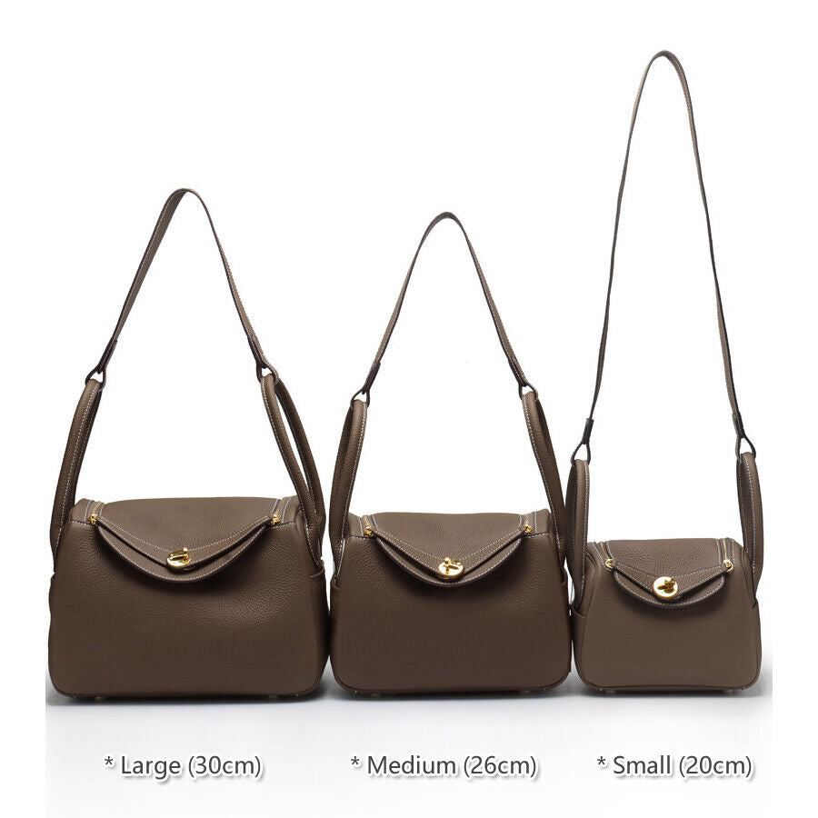 (20/26/30) Real Leather Gold Clasp Box Tote w/ Zipper Handbag Shoulder Bag Purse Buy Our Tea