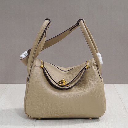 (20/26/30) Real Leather Gold Clasp Box Tote w/ Zipper Handbag Shoulder Bag Purse Buy Our Tea