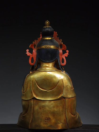 20"Tibet Temple Collection Old Bronze Gilded Northern Wei Buddha Guanyin Bodhisattva Sitting Buddha Worship Hall Town house