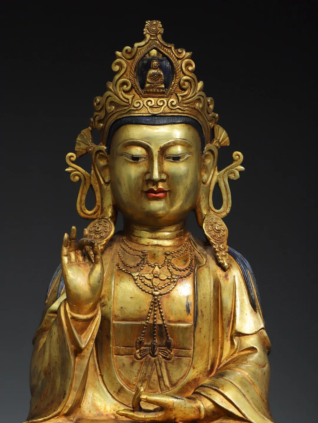 20"Tibet Temple Collection Old Bronze Gilded Northern Wei Buddha Guanyin Bodhisattva Sitting Buddha Worship Hall Town house