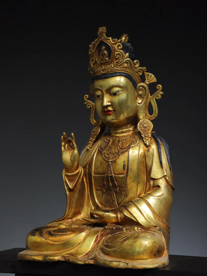 20"Tibet Temple Collection Old Bronze Gilded Northern Wei Buddha Guanyin Bodhisattva Sitting Buddha Worship Hall Town house