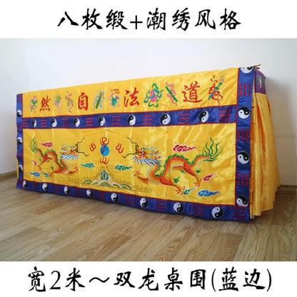 200CM large Wholesale Taoist Buddhist supply Temple Altar Worship DAO FA ZI RAN holy Dragon Embroidery table enclosure Curtain
