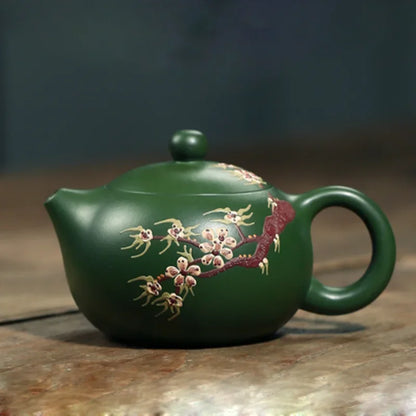 200ML Green Yixing Purple Clay Teapot Zisha Xishi Plum Flower Tea Pot with Tea Cup Handmade Kung Fu Tea Set Teaware
