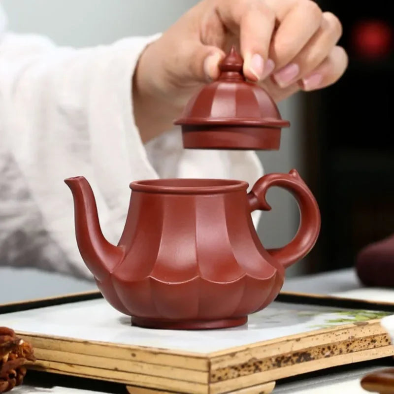 200ML Red Yingxing Purple Clay Teapot Zisha Pot Handmade Teaware Gifts Drinkware Set Drink Puer