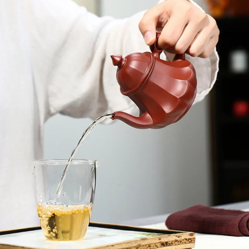 200ML Red Yingxing Purple Clay Teapot Zisha Pot Handmade Teaware Gifts Drinkware Set Drink Puer