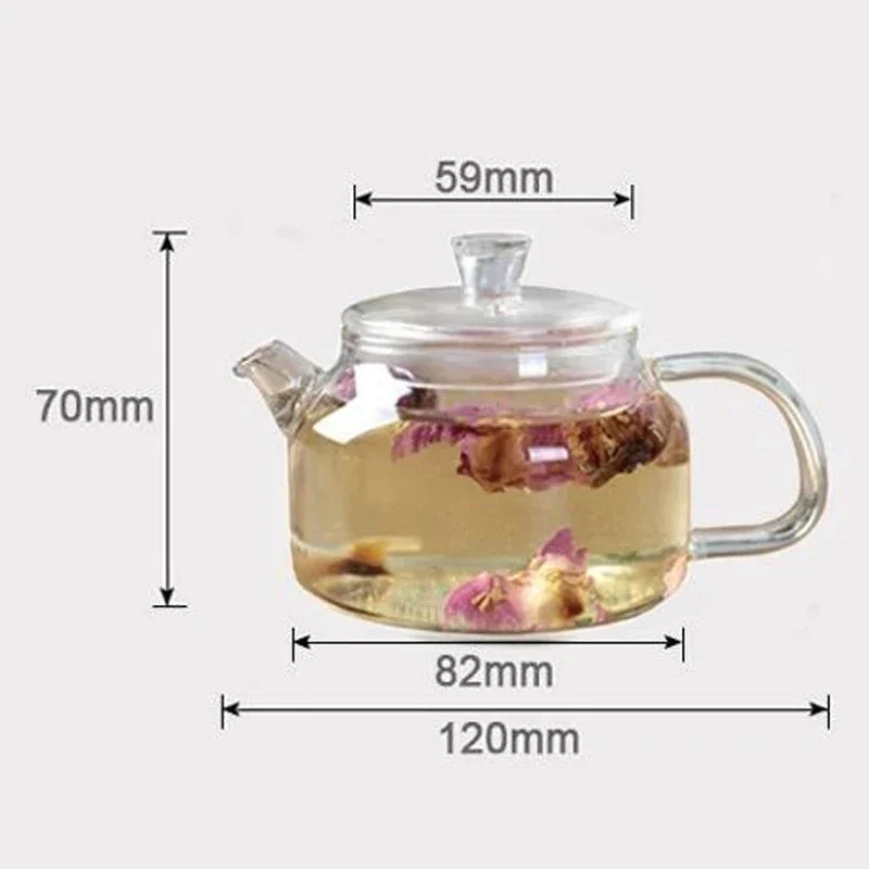 200ML Transparent Glass Teapot Water Jug Heat-Resistant Clear Kung Fu Tea Pot Decanter For Water For Lemonade Teaware Home Tool