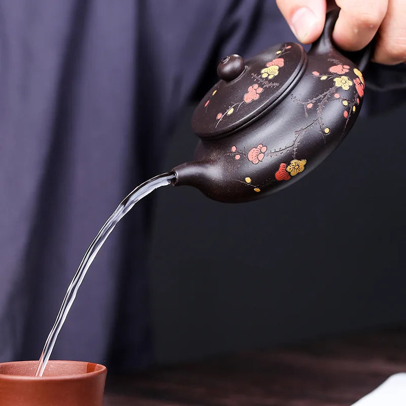 200ML Yixing Raw Ore Purple Clay Teapot Handmade Xishi Tea Pot Home Zisha Teaware Classic Beauty Filter Tea Kettle