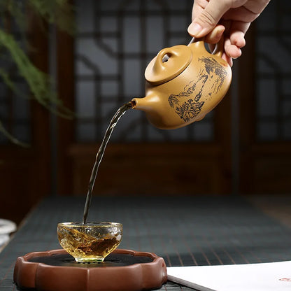 200c Raw Ore Section Mud Filter Teapot Authentic Yixing Purple Clay Tea Pot Handmade Plum Blossom Kettle Zisha Tea Set