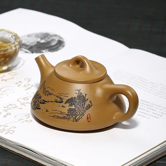 200c Raw Ore Section Mud Filter Teapot Authentic Yixing Purple Clay Tea Pot Handmade Plum Blossom Kettle Zisha Tea Set