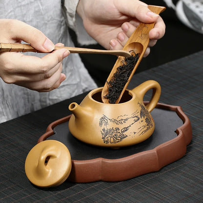 200c Raw Ore Section Mud Filter Teapot Authentic Yixing Purple Clay Tea Pot Handmade Plum Blossom Kettle Zisha Tea Set