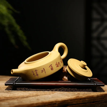 200cc China Yixing Purple Clay  Teapot Kung Fu Tea Set Zhoupan The Teapot Is Engraved With All The Rivers Into The Sea