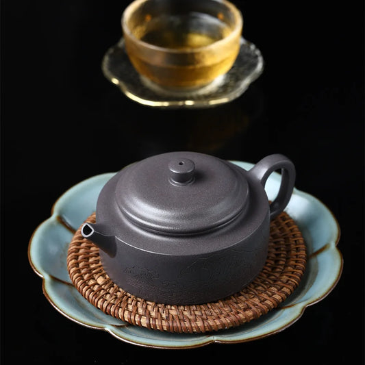 200cc Chinese Yixing Purple Clay Teapot Handmade Raw Ore Zhu Mud Tea Pot Home Zisha Teaware Antique Beauty Filter Tea Kettle