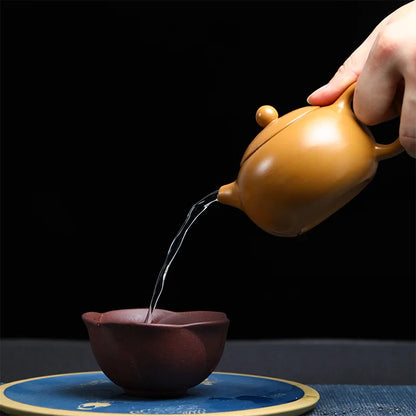 200cc Chinese Yixing Purple Clay Teapot Raw Ore Section Mud Home Tea Pot 9 Hole Filtration Zisha  xishi Kettle Handmade Tea Set
