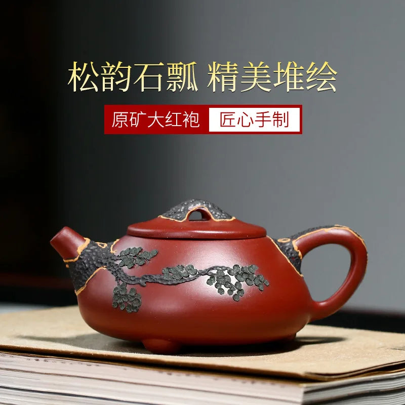 200cc Chinese Yixing Purple Clay Teapots Raw Ore Dahongpao Stone Scoop Tea Pot Home Zisha Filter Kettle Tea Set