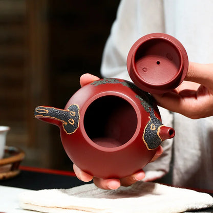 200cc Chinese Yixing Purple Clay Teapots Raw Ore Dahongpao Stone Scoop Tea Pot Home Zisha Filter Kettle Tea Set