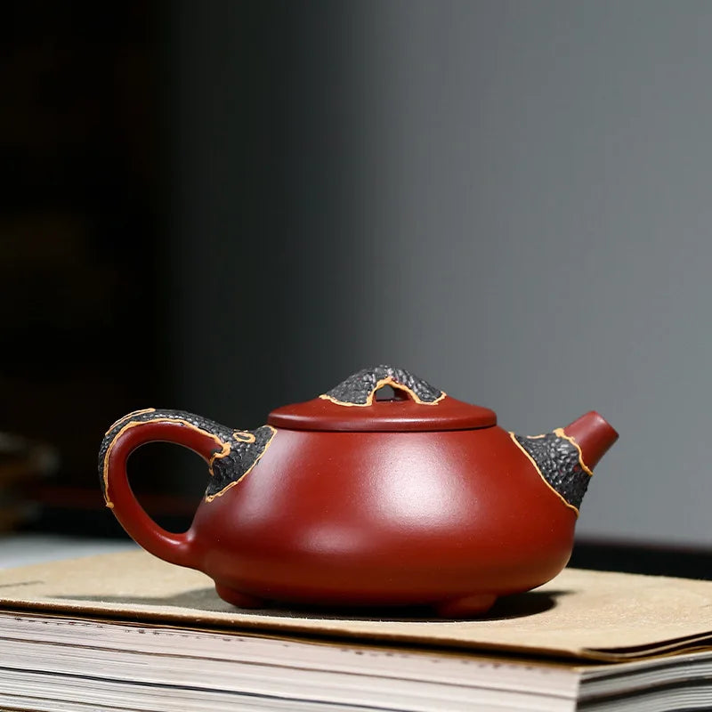 200cc Chinese Yixing Purple Clay Teapots Raw Ore Dahongpao Stone Scoop Tea Pot Home Zisha Filter Kettle Tea Set