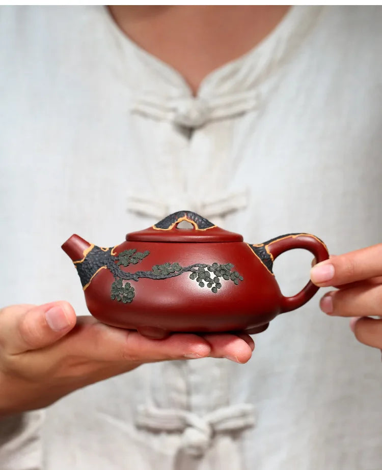 200cc Chinese Yixing Purple Clay Teapots Raw Ore Dahongpao Stone Scoop Tea Pot Home Zisha Filter Kettle Tea Set