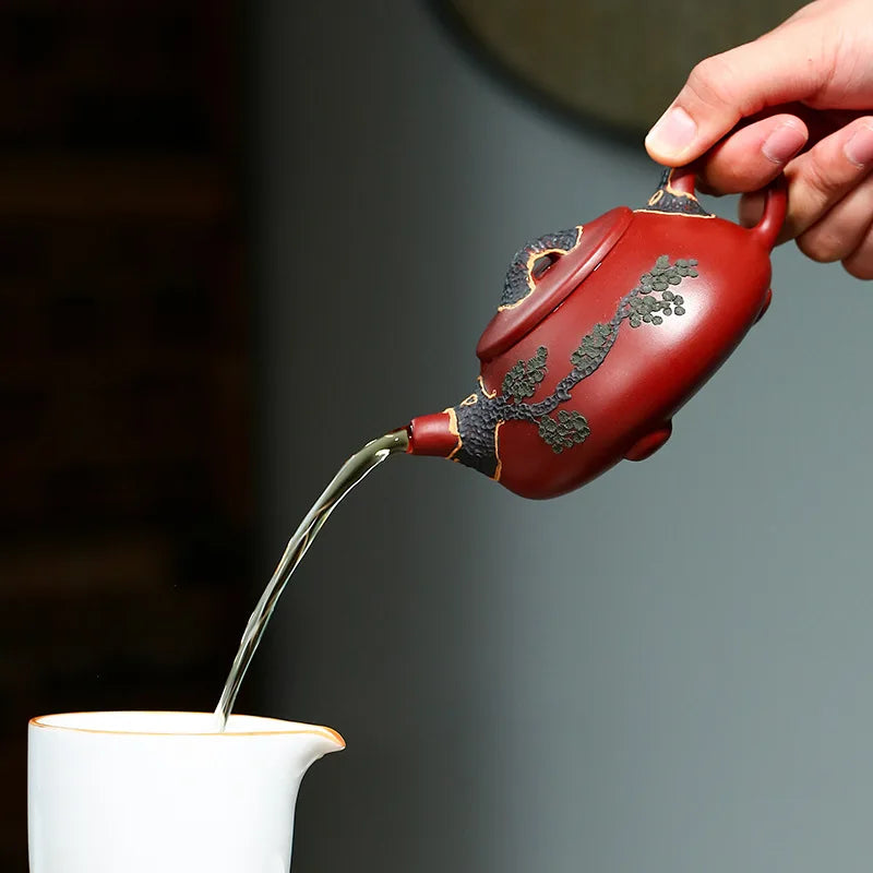 200cc Chinese Yixing Purple Clay Teapots Raw Ore Dahongpao Stone Scoop Tea Pot Home Zisha Filter Kettle Tea Set