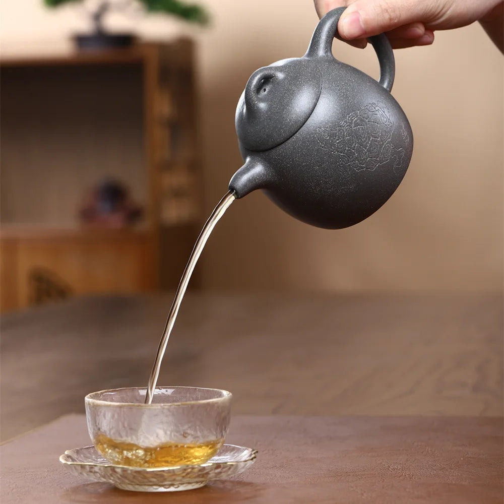200cc Chinese teapot Yixing Purple Clay Pot Pure Handmade Original Gold Dragon Egg Pot Kung Fu Tea Set Teapot Capacity