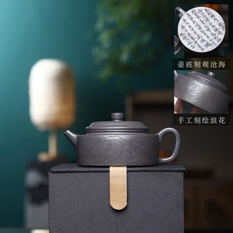 200cc Handmade Square Shape Purple Clay Teapot Yixing Authentic Tea Pot Beauty Kettle Chinese Tea Ceremony Customized Gifts
