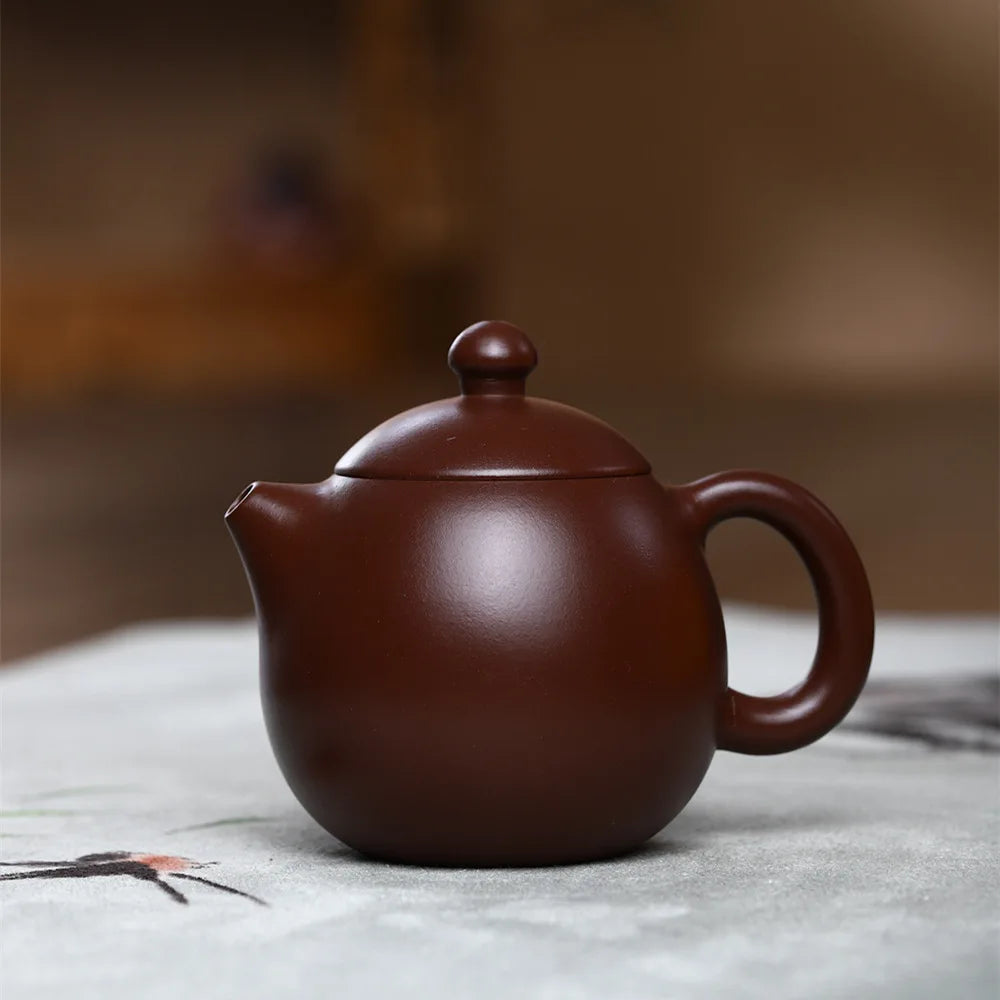 200cc Yixing Purple Clay Teapot Handmade Zhu Mud Dragon Egg Kettle Chinese Beauty Tea Infuser Raw Ore Zisha Tea Pot  Drinkware
