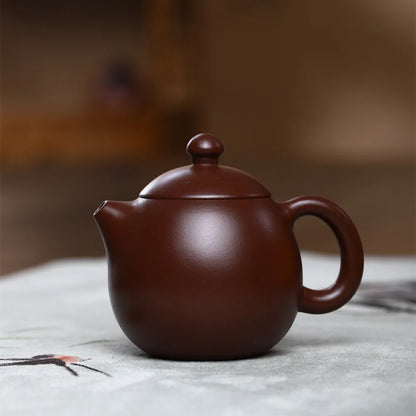 200cc Yixing Purple Clay Teapot Handmade Zhu Mud Dragon Egg Kettle Chinese Beauty Tea Infuser Raw Ore Zisha Tea Pot  Drinkware