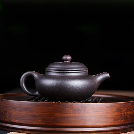 200cc Yixing Purple Clay Teapot Master Hand Carved Peony Xishi Tea Pot Filter Kettle Chinese Authentic Zisha Tea Set Puer Teapot